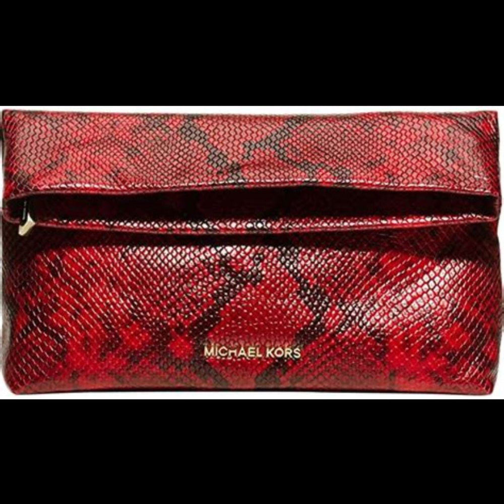 Michael Kors “Daria” embossed leather clutch